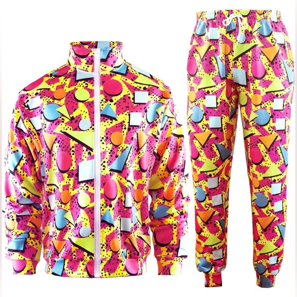 Arssm Retro 80s 90s Outfit Sets for Men Vintage Jacket & Jogger Sweatpants - NWT - Picture 1 of 9